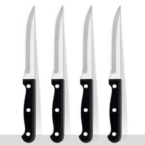 Stainless Steel Steak Knives Set of 4 – Ergonomic Black Handles