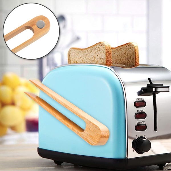 Magnetic Bamboo Toaster Tongs