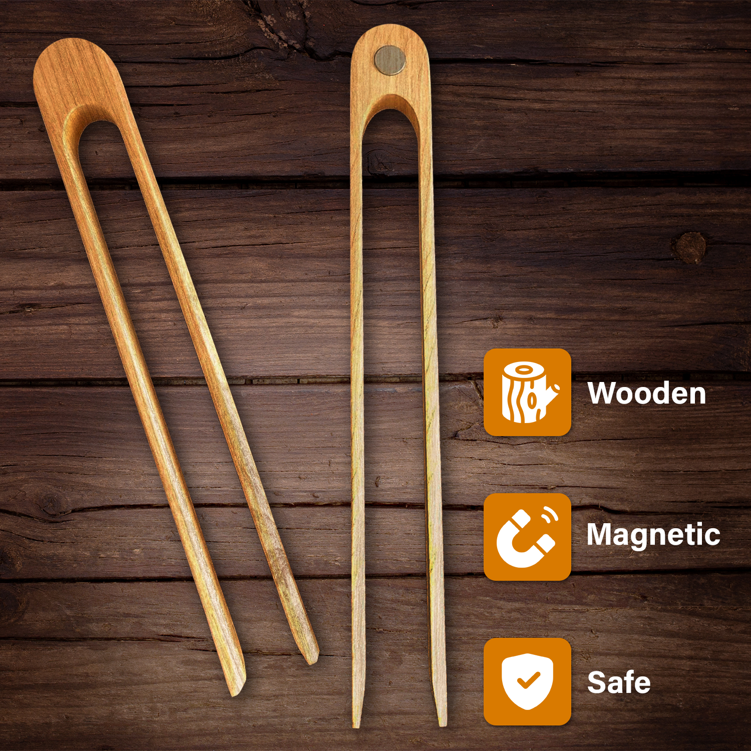 Magnetic Bamboo Toaster Tongs