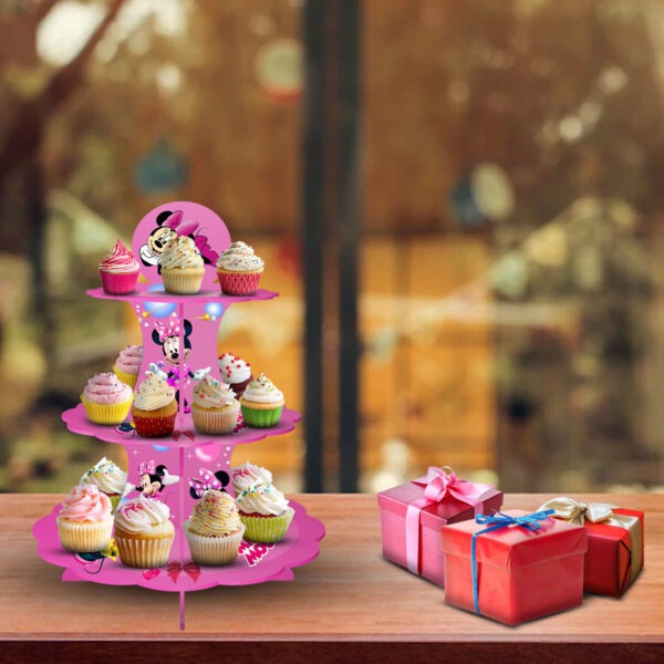 Minnie Mouse Cupcake Display Stand – 3 Tier Pink Cardboard Stand