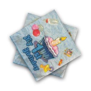 Blue Serviettes – 10x 2-Ply My 1st Birthday Paper Napkins