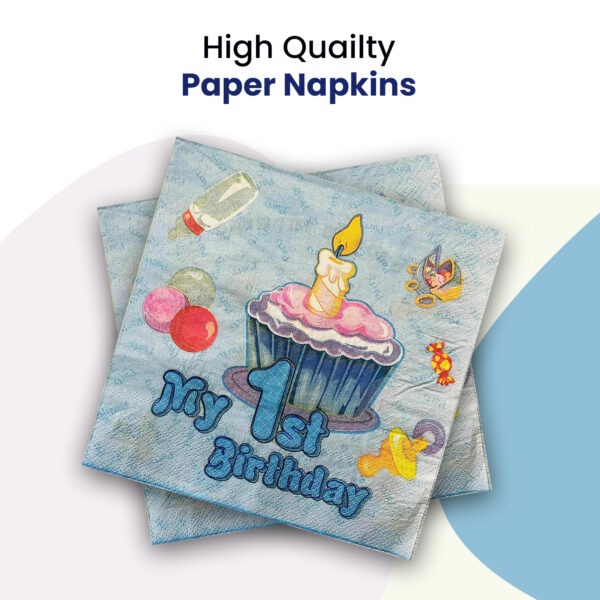 Blue Serviettes – 10x 2-Ply My 1st Birthday Paper Napkins