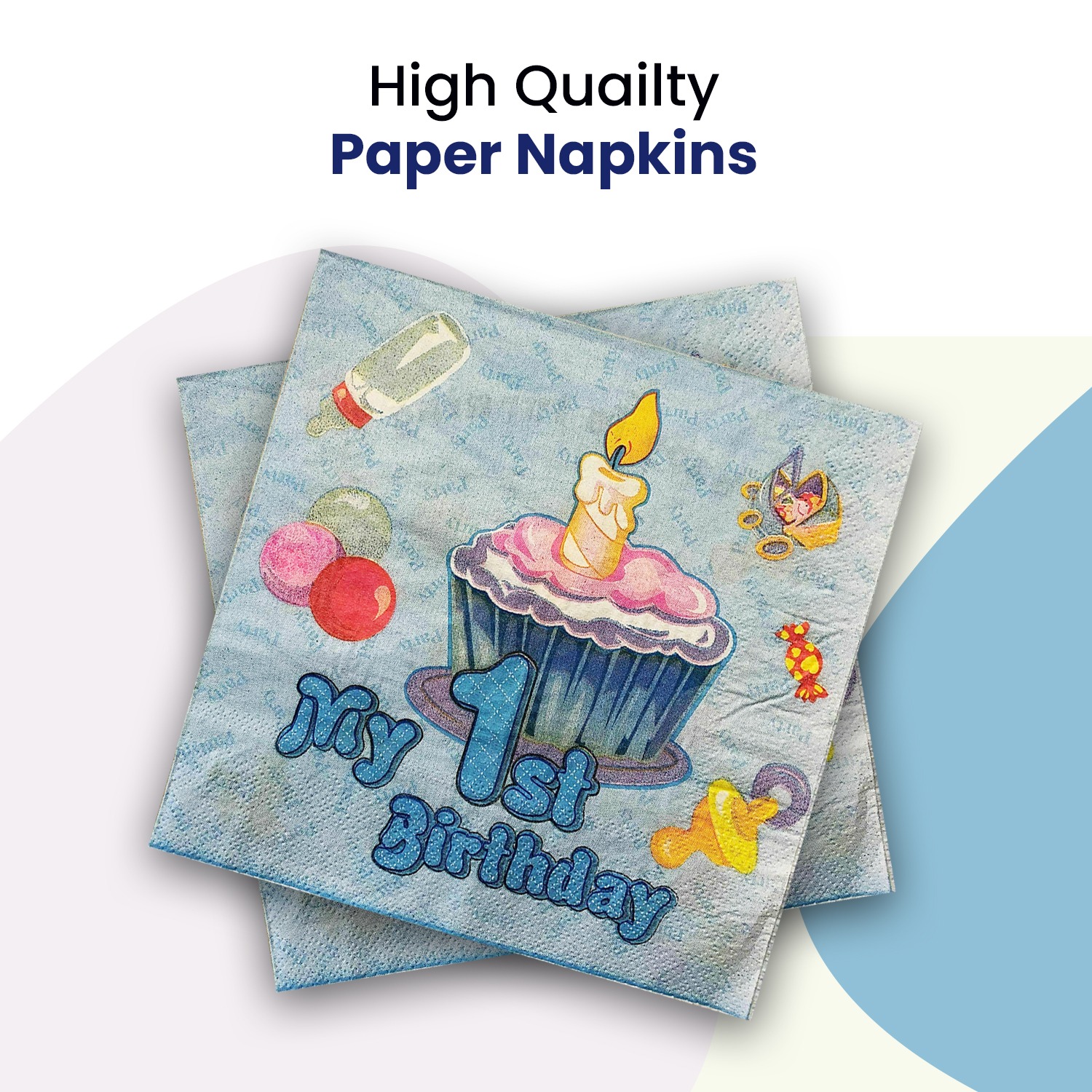 Blue Serviettes – 10x 2-Ply My 1st Birthday Paper Napkins