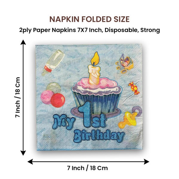 Blue Serviettes – 10x 2-Ply My 1st Birthday Paper Napkins