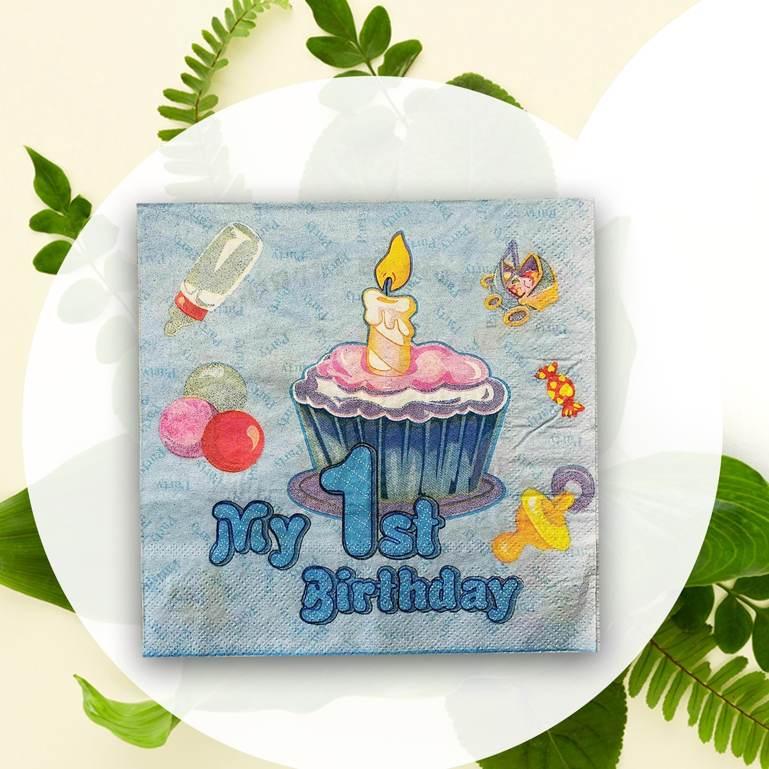 Blue Serviettes – 10x 2-Ply My 1st Birthday Paper Napkins
