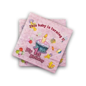 Pink Serviettes – 10x 2-Ply My 1st Birthday Paper Napkins