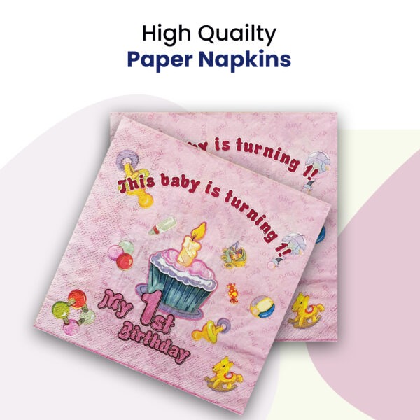 Pink Serviettes – 10x 2-Ply My 1st Birthday Paper Napkins