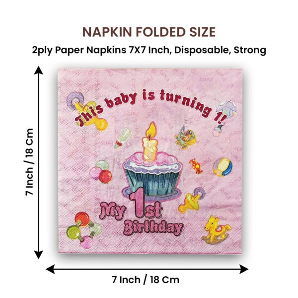 Pink Serviettes – 10x 2-Ply My 1st Birthday Paper Napkins