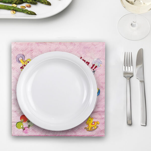 Pink Serviettes – 10x 2-Ply My 1st Birthday Paper Napkins