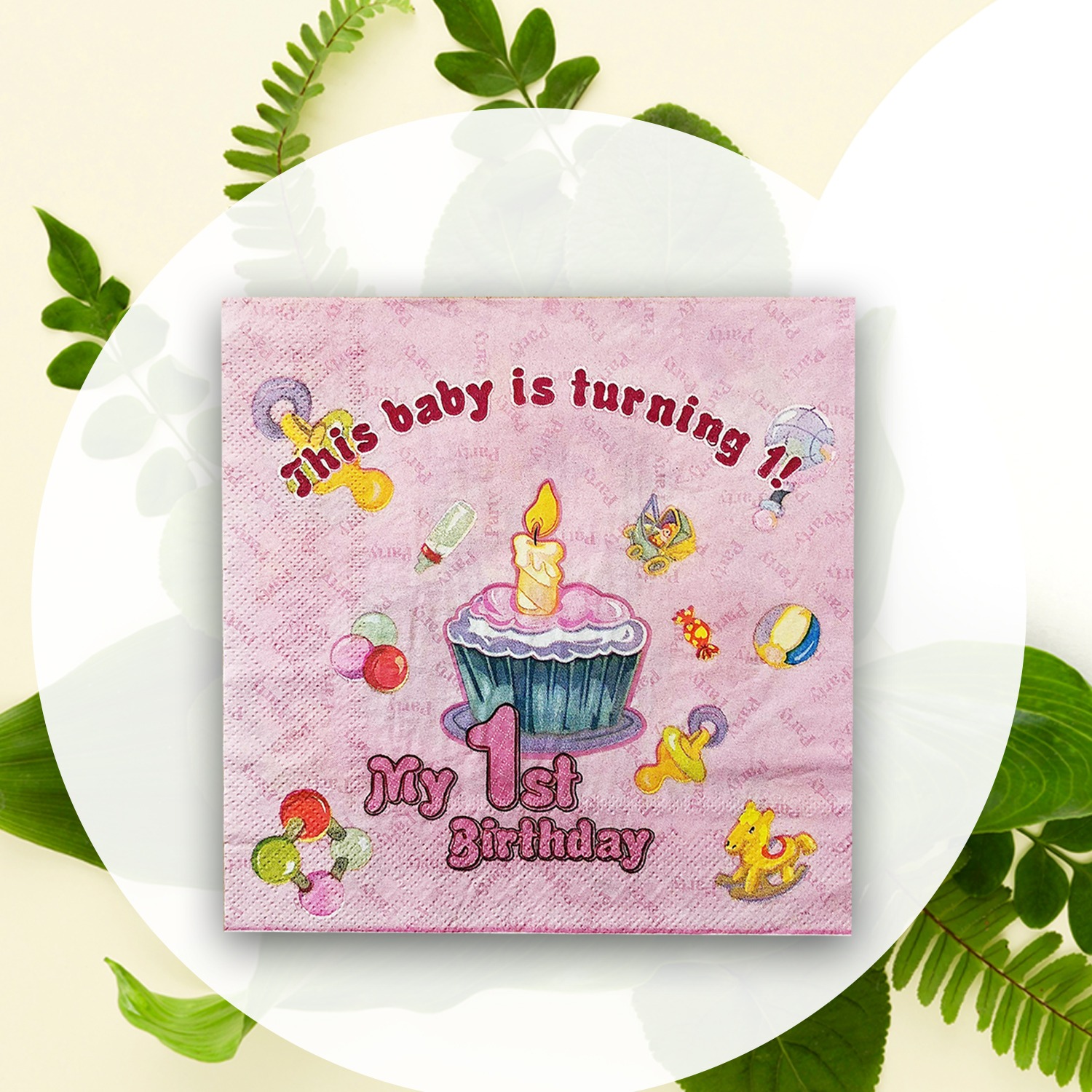 Pink Serviettes – 10x 2-Ply My 1st Birthday Paper Napkins