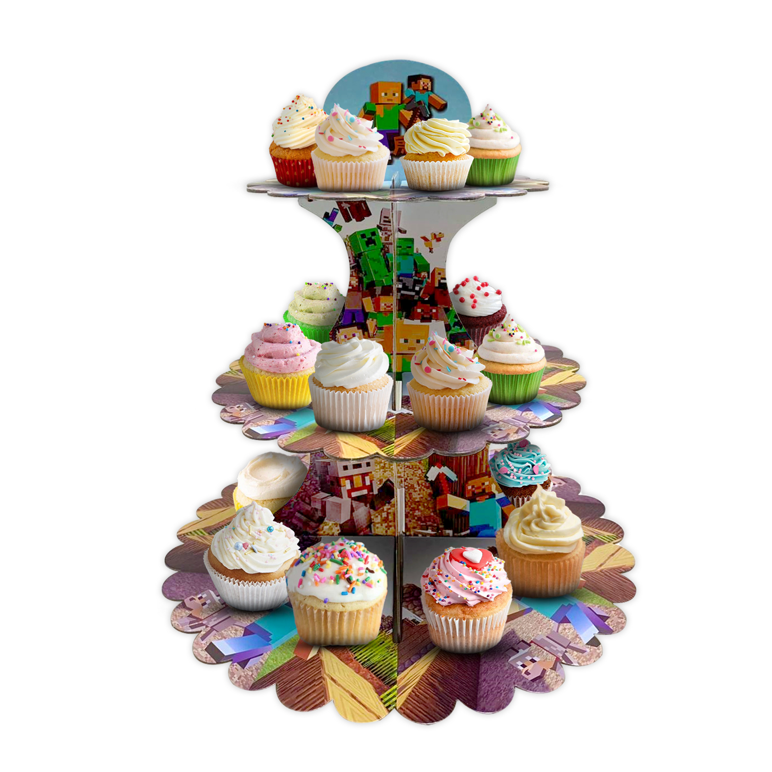 3 Tier My World Cardboard Cupcake Stand
