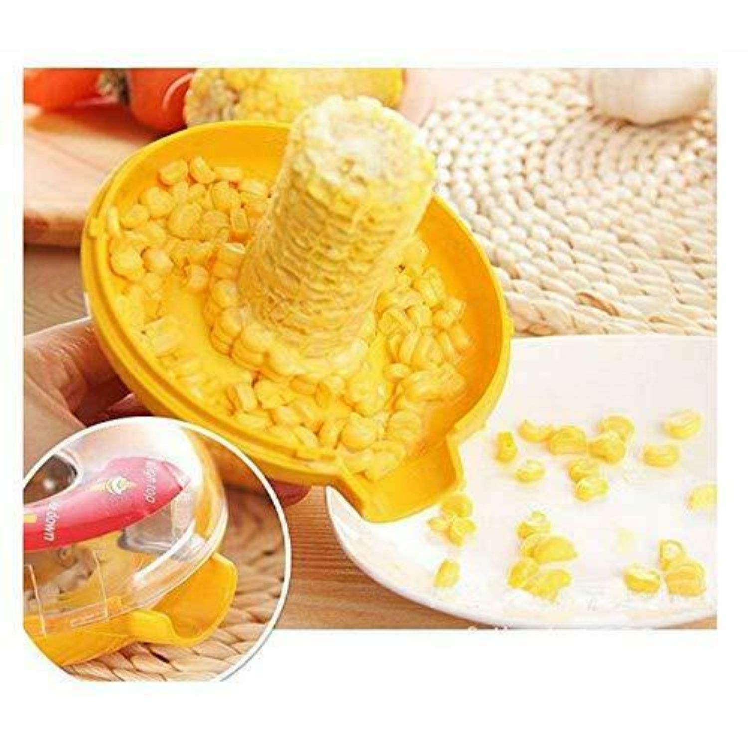 Corn Stripper – Yellow Kernel Remover Kitchen Tool with Bowl