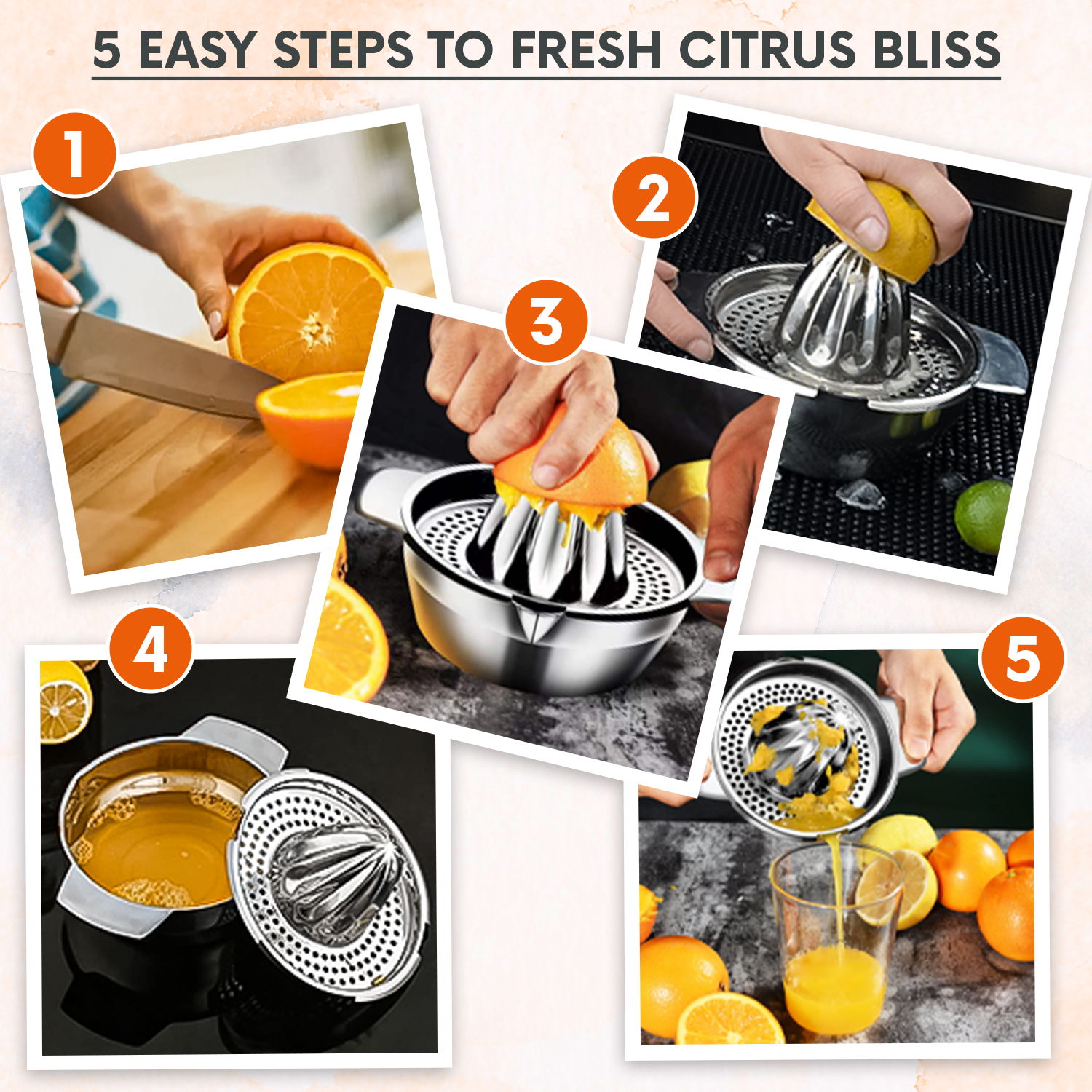 Stainless Steel Citrus Juicer – Durable Orange Press for Home Use