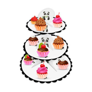 3-Tier Cup Cake Stand – Panda Cardboard Dessert Tower