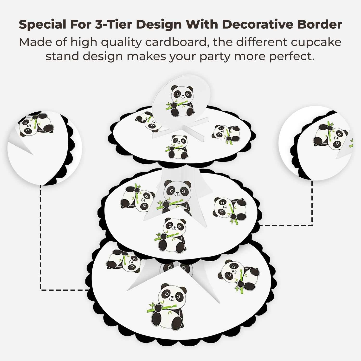 3-Tier Cup Cake Stand – Panda Cardboard Dessert Tower