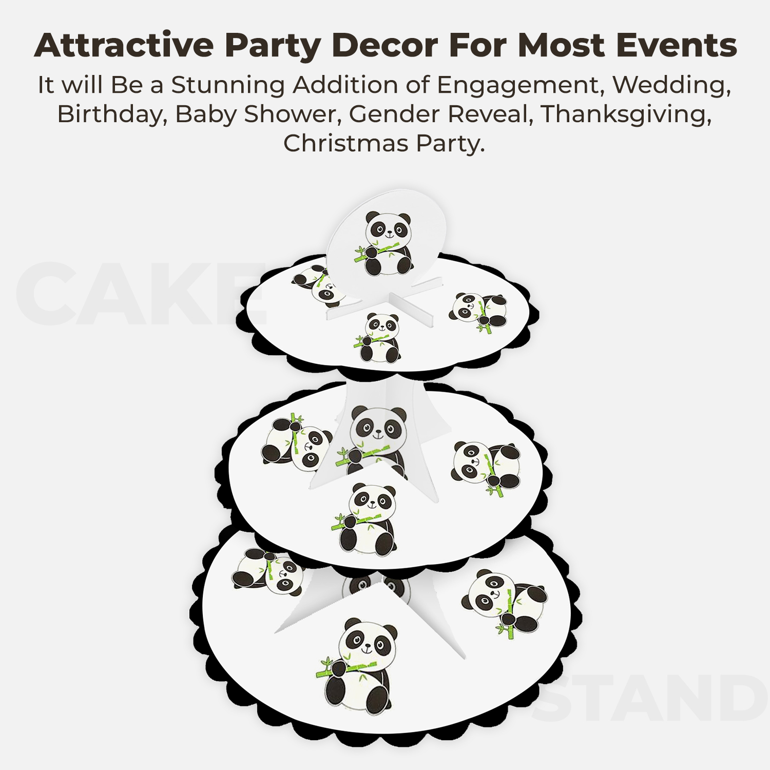 3-Tier Cup Cake Stand – Panda Cardboard Dessert Tower