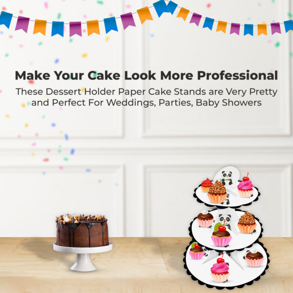 3-Tier Cup Cake Stand – Panda Cardboard Dessert Tower