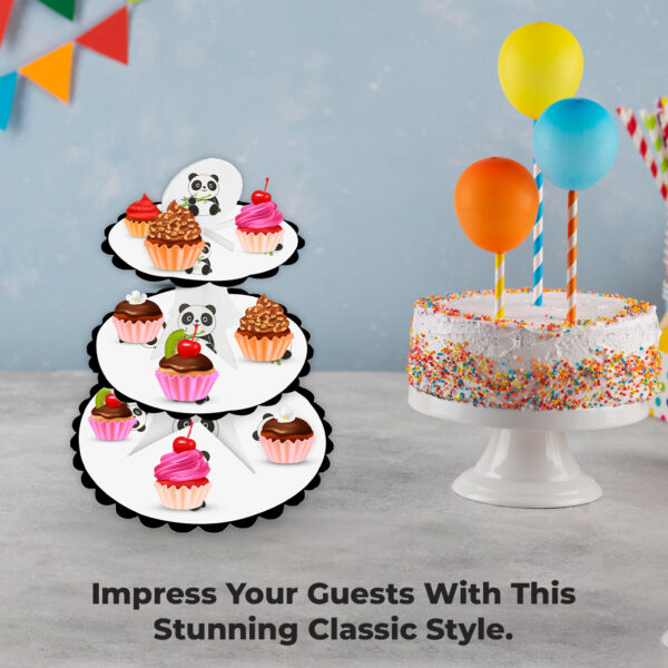 3-Tier Cup Cake Stand – Panda Cardboard Dessert Tower