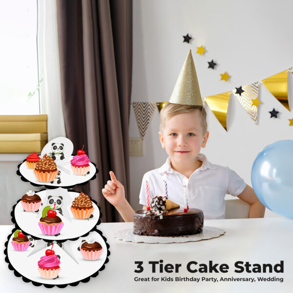 3-Tier Cup Cake Stand – Panda Cardboard Dessert Tower