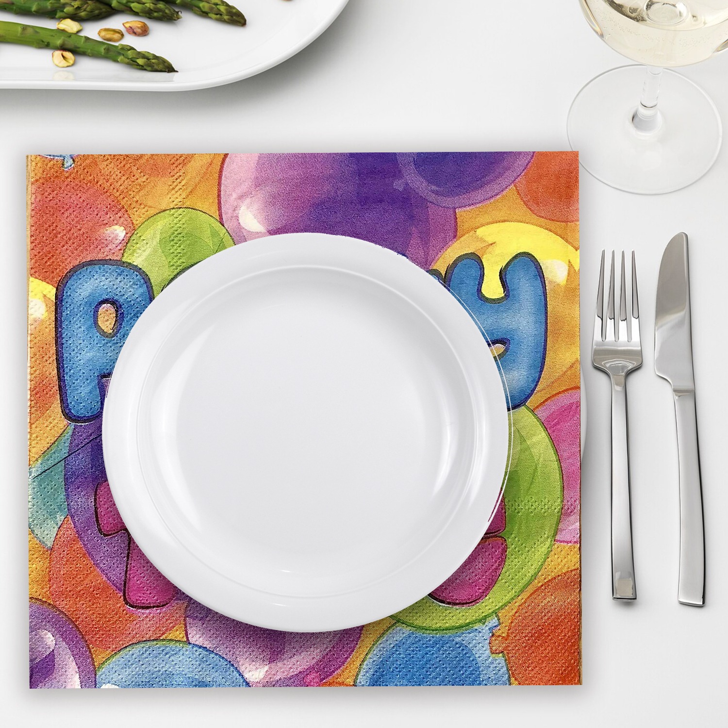Paper Napkins Serviettes – 10x Party Time Multi Balloons 2-Ply