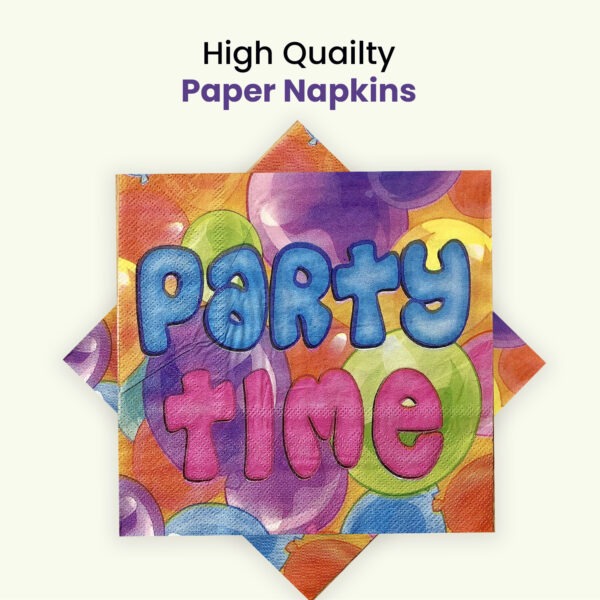 Paper Napkins Serviettes – 10x Party Time Multi Balloons 2-Ply