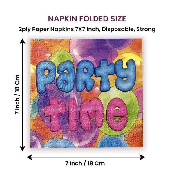 Paper Napkins Serviettes – 10x Party Time Multi Balloons 2-Ply