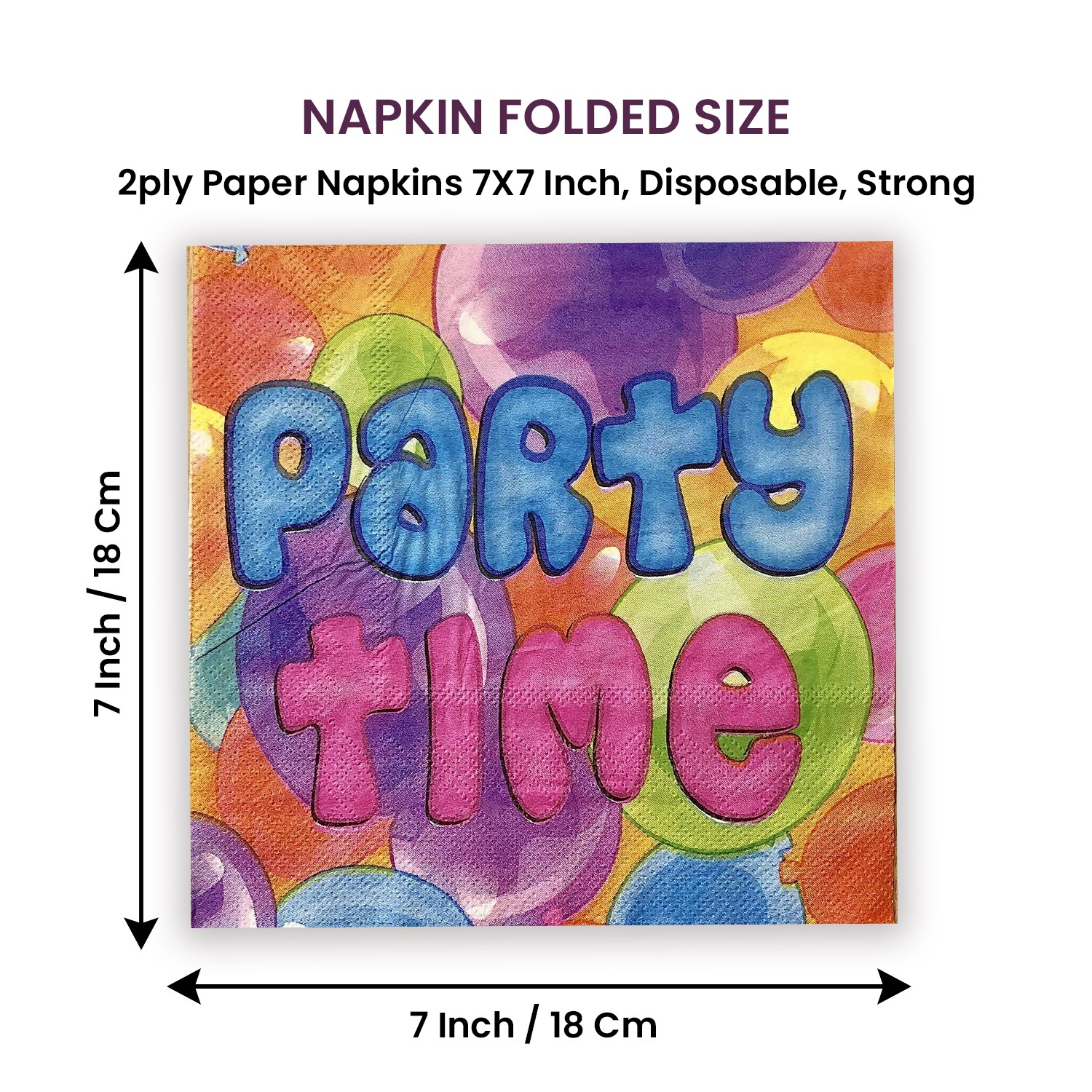 Paper Napkins Serviettes – 10x Party Time Multi Balloons 2-Ply