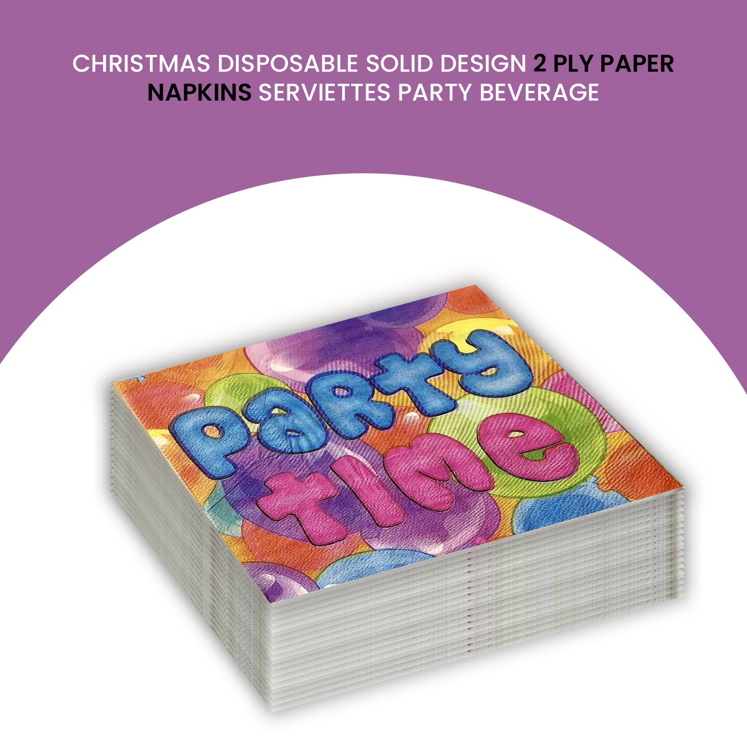 Paper Napkins Serviettes – 10x Party Time Multi Balloons 2-Ply