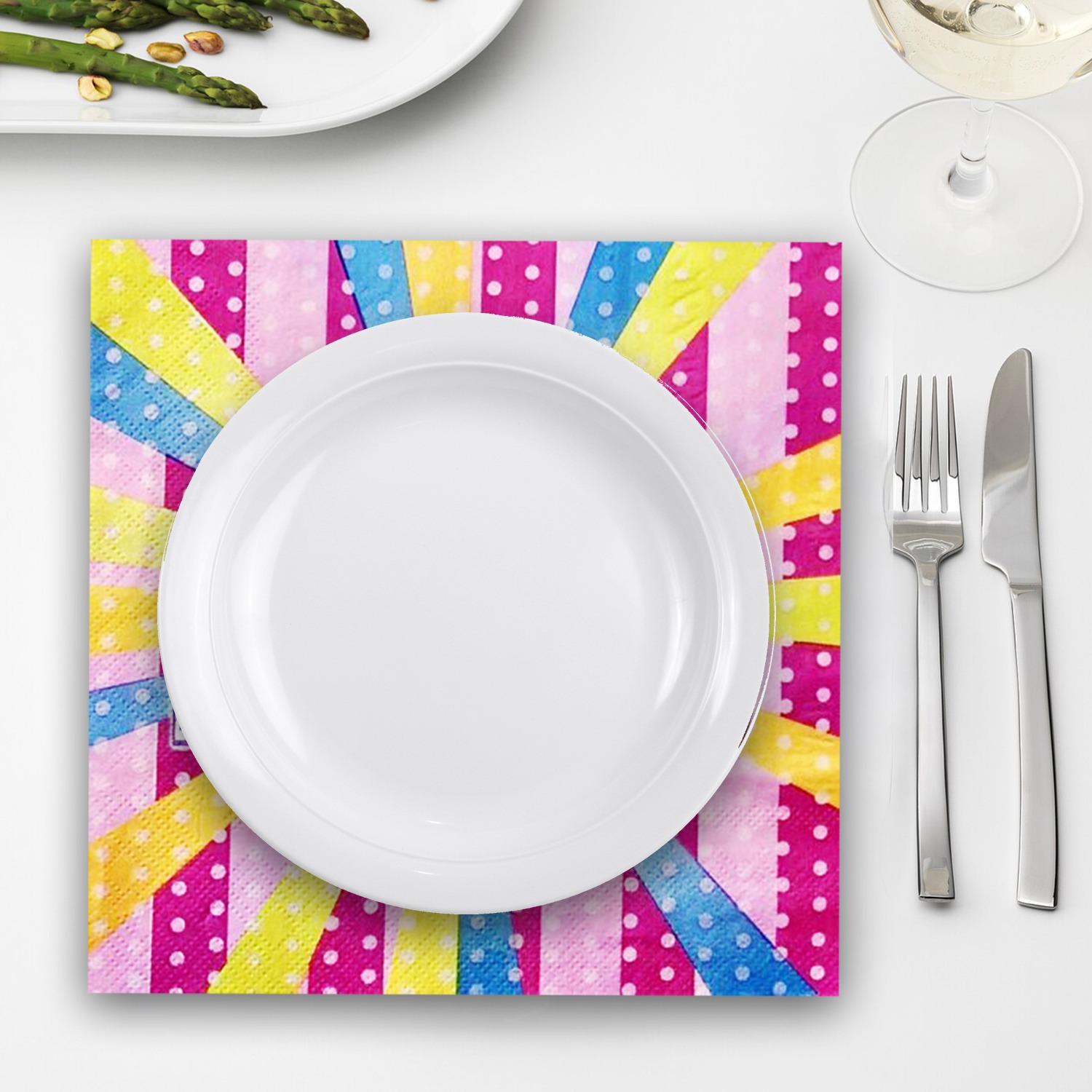 Coloured Paper Napkins – 10x Multi-Coloured 2-Ply Party Serviettes