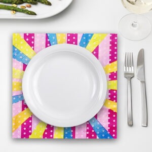 Coloured Paper Napkins – 10x Multi-Coloured 2-Ply Party Serviettes