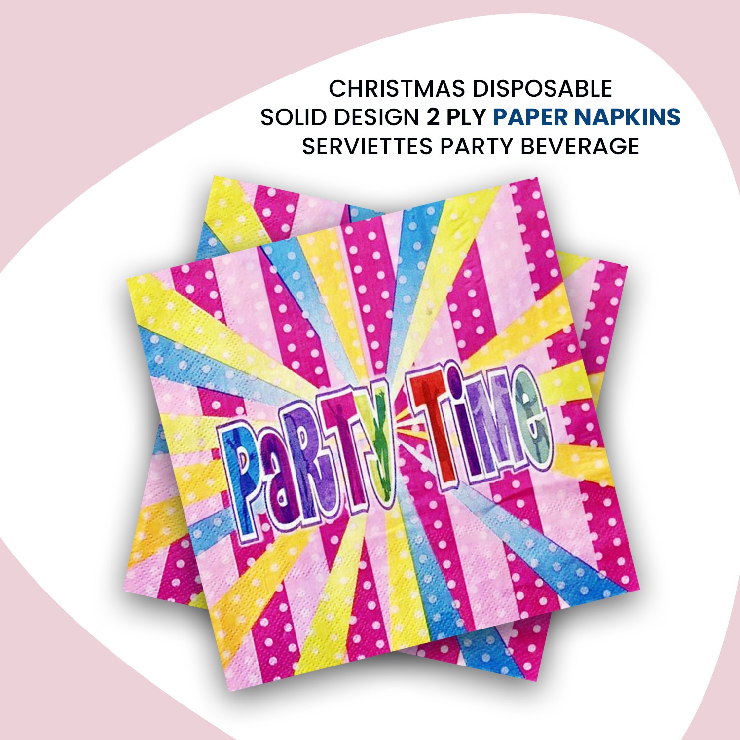 Coloured Paper Napkins – 10x Multi-Coloured 2-Ply Party Serviettes