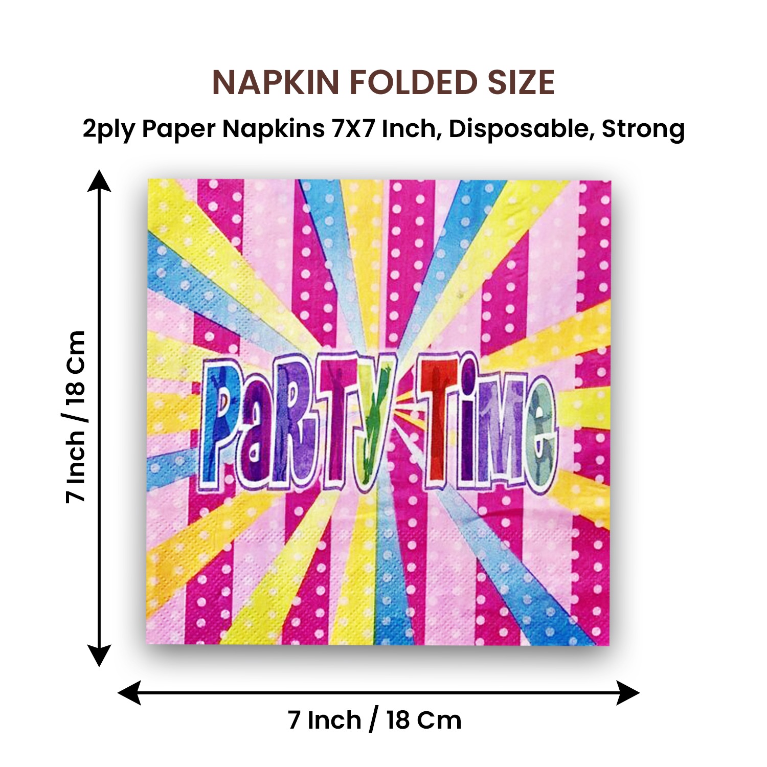 Coloured Paper Napkins – 10x Multi-Coloured 2-Ply Party Serviettes