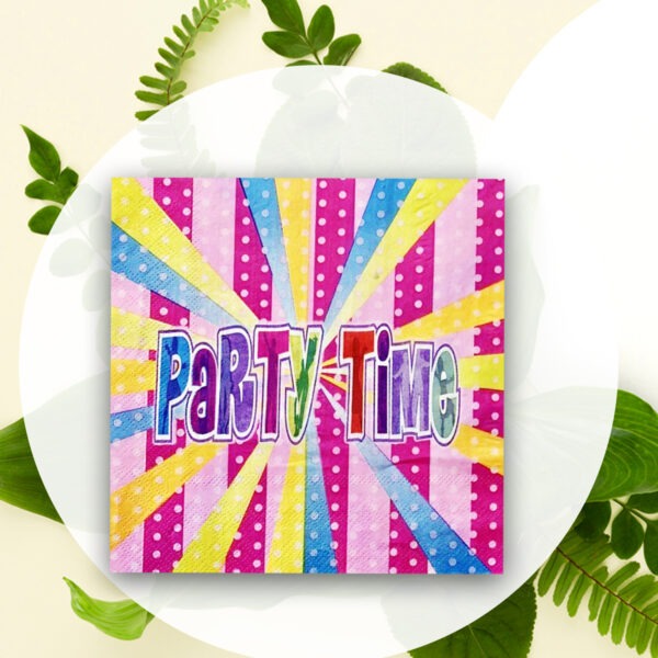 Coloured Paper Napkins – 10x Multi-Coloured 2-Ply Party Serviettes