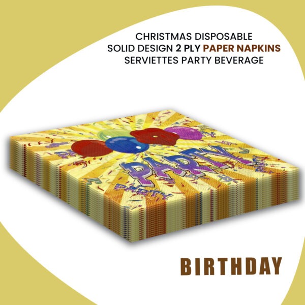 Yellow Paper Napkin – 10x Disposable 2-Ply Party Serviettes