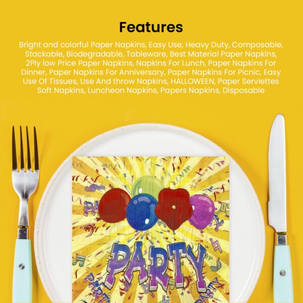 Yellow Paper Napkin – 10x Disposable 2-Ply Party Serviettes