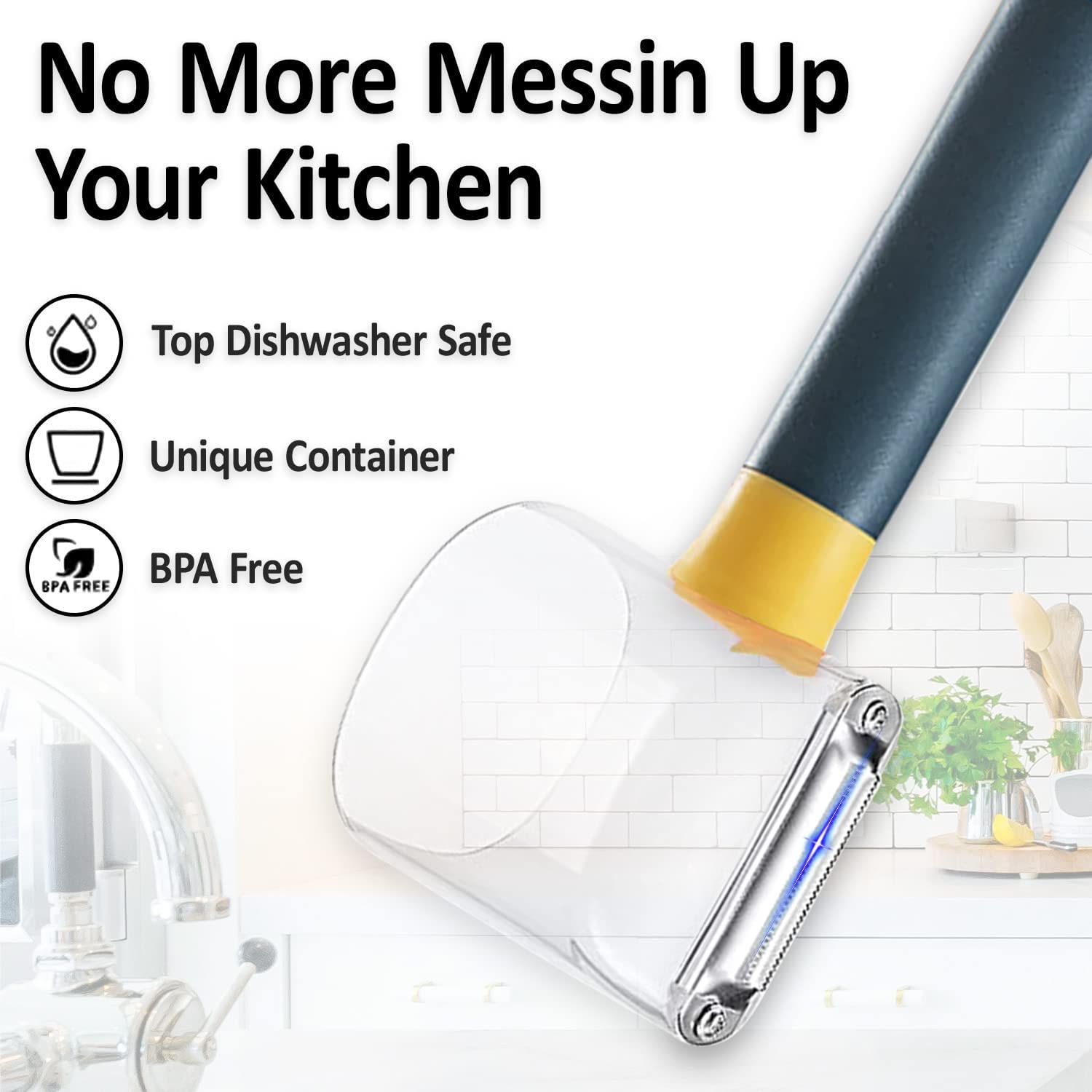 Vegetable Peeler With Container – Ergonomic Blue & Yellow Design