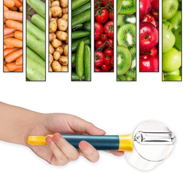 Vegetable Peeler With Container – Ergonomic Blue & Yellow Design