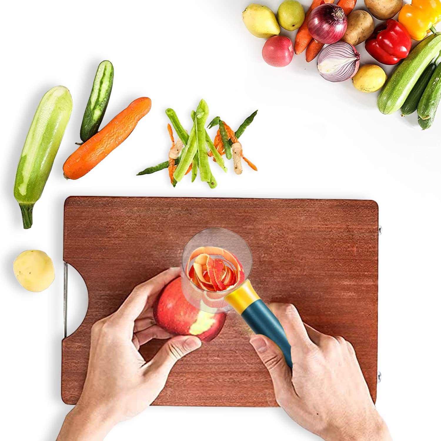 Vegetable Peeler With Container – Ergonomic Blue & Yellow Design