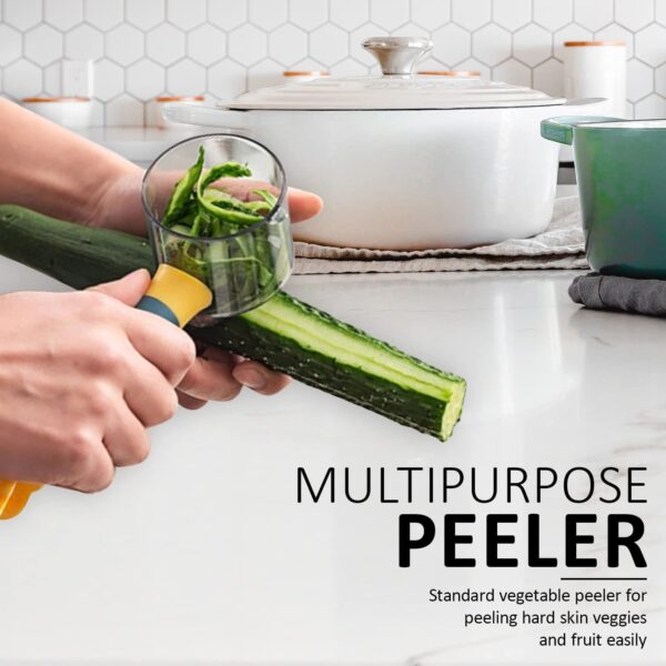 Vegetable Peeler With Container – Ergonomic Blue & Yellow Design