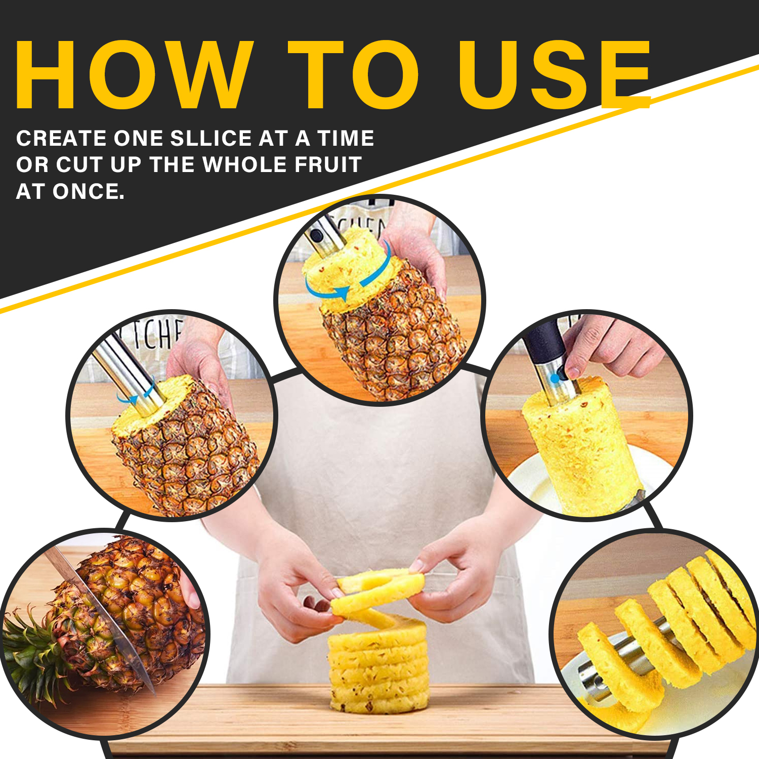 AEX Pineapple Corer and Slicer Tool with Wedger