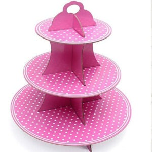 3 Tier Pink Polka Dot Cupcakes Stand – Cardboard Dessert Display