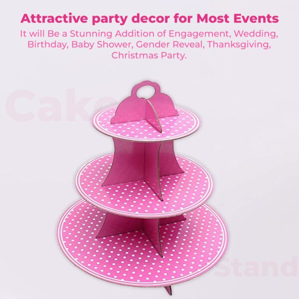 3 Tier Pink Polka Dot Cupcakes Stand – Cardboard Dessert Display