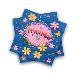 10X Serviettes Paper Napkins – Princess Blue & Pink 2 Ply Party