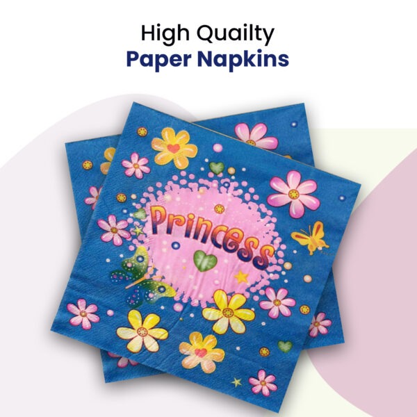 10X Serviettes Paper Napkins – Princess Blue & Pink 2 Ply Party