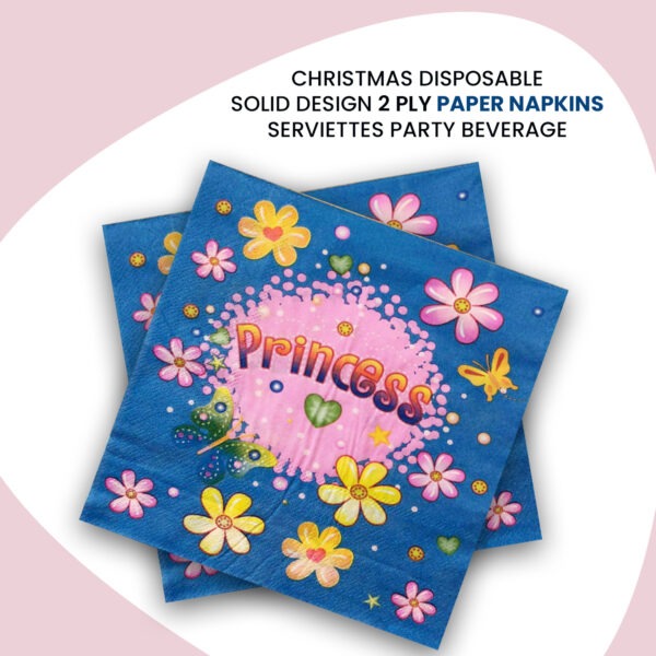 10X Serviettes Paper Napkins – Princess Blue & Pink 2 Ply Party