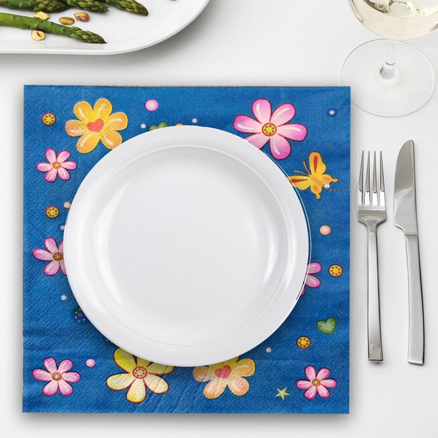 10X Serviettes Paper Napkins – Princess Blue & Pink 2 Ply Party