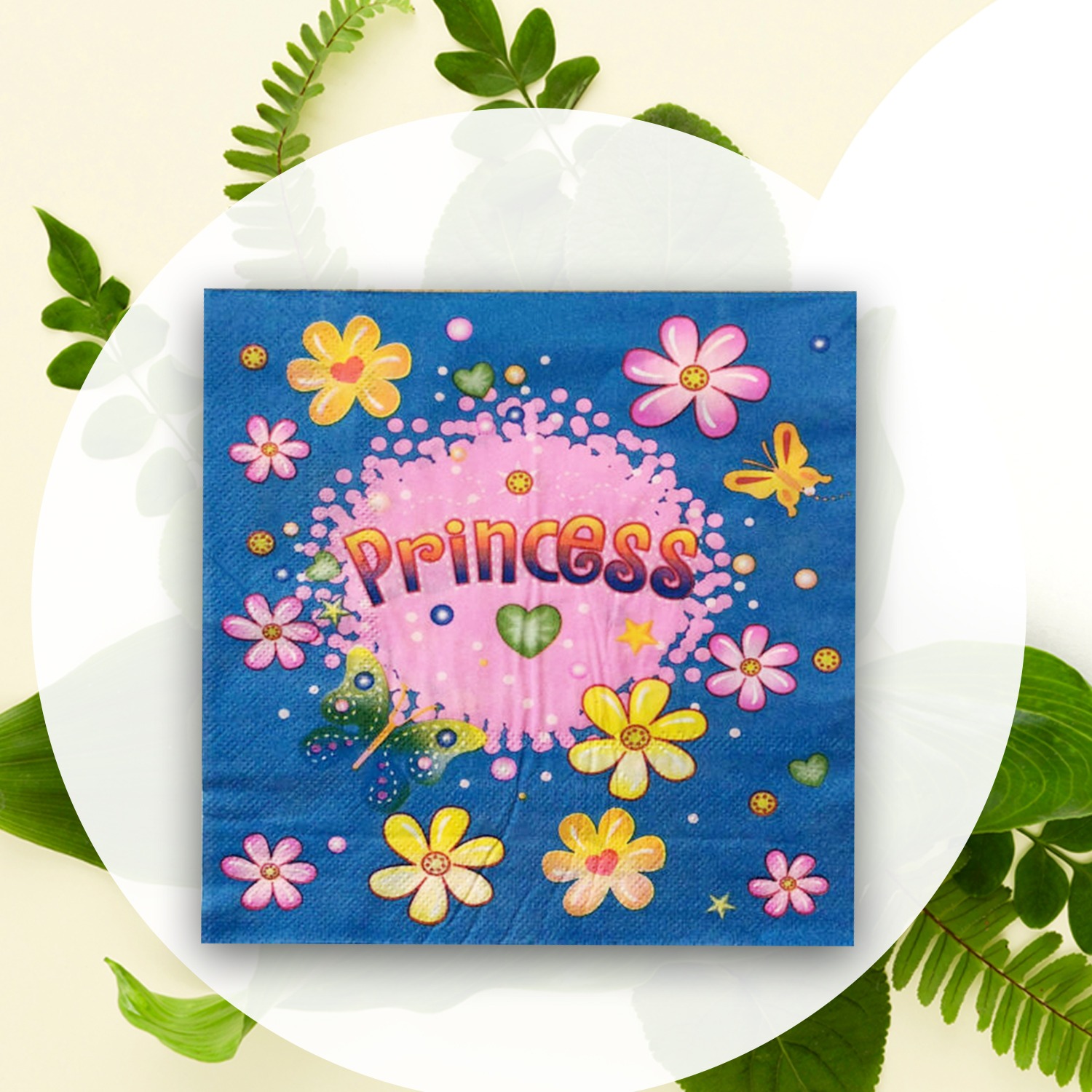 10X Serviettes Paper Napkins – Princess Blue & Pink 2 Ply Party