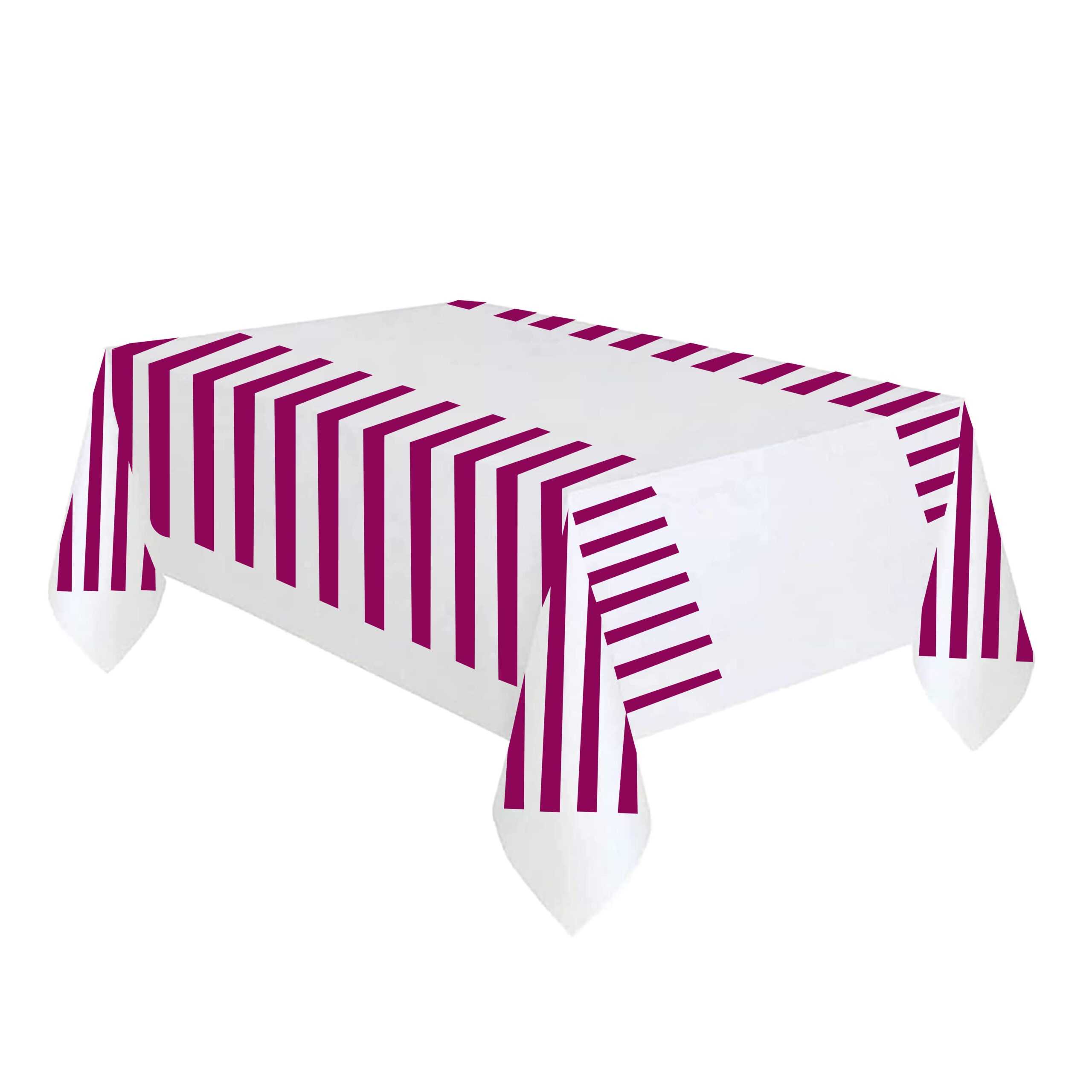Purple Stripes Plastic Tablecloth
