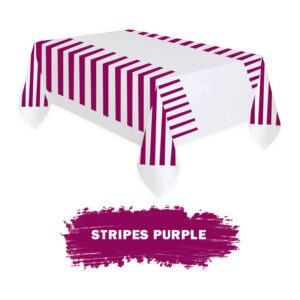 Purple Stripes Plastic Tablecloth