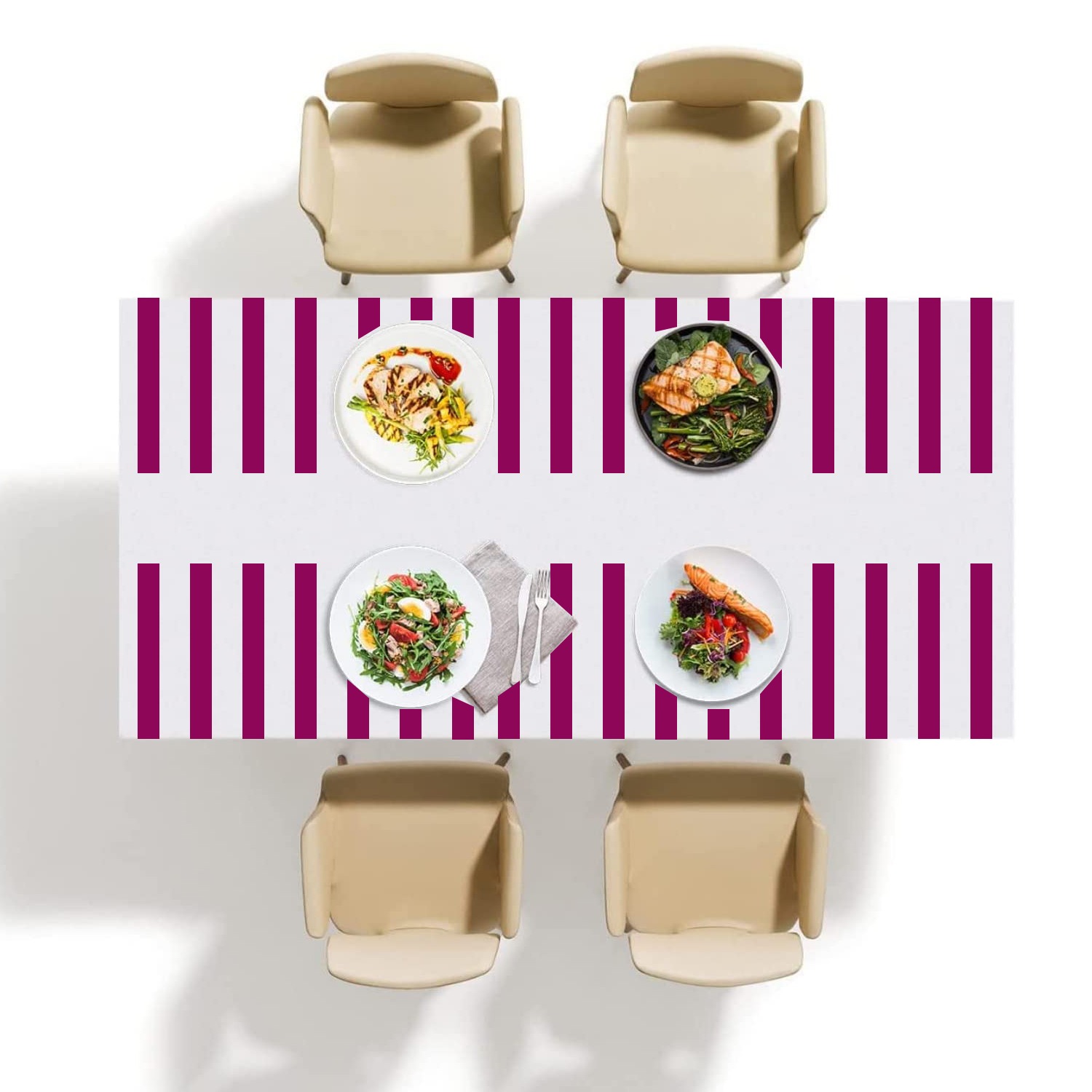 Purple Stripes Plastic Tablecloth